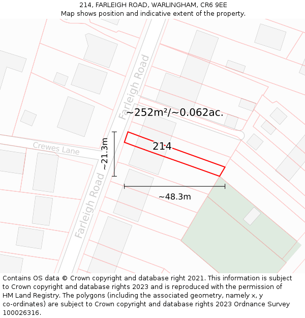 214, FARLEIGH ROAD, WARLINGHAM, CR6 9EE: Plot and title map