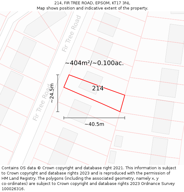 214, FIR TREE ROAD, EPSOM, KT17 3NL: Plot and title map