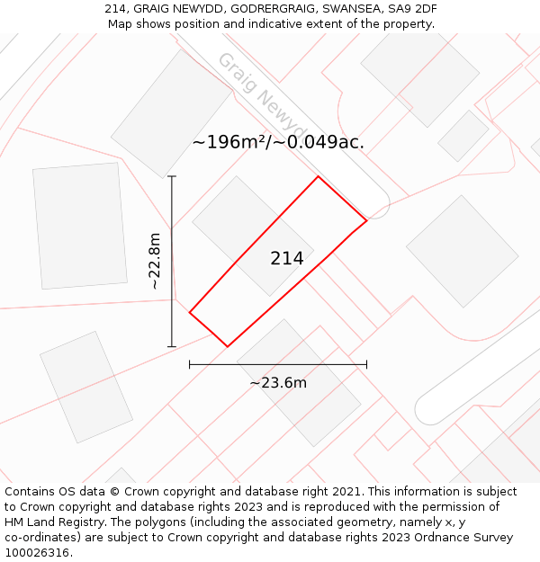 214, GRAIG NEWYDD, GODRERGRAIG, SWANSEA, SA9 2DF: Plot and title map