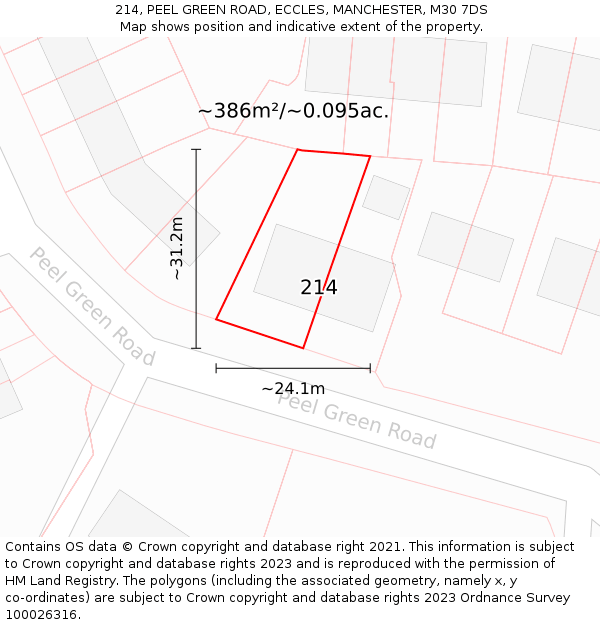 214, PEEL GREEN ROAD, ECCLES, MANCHESTER, M30 7DS: Plot and title map