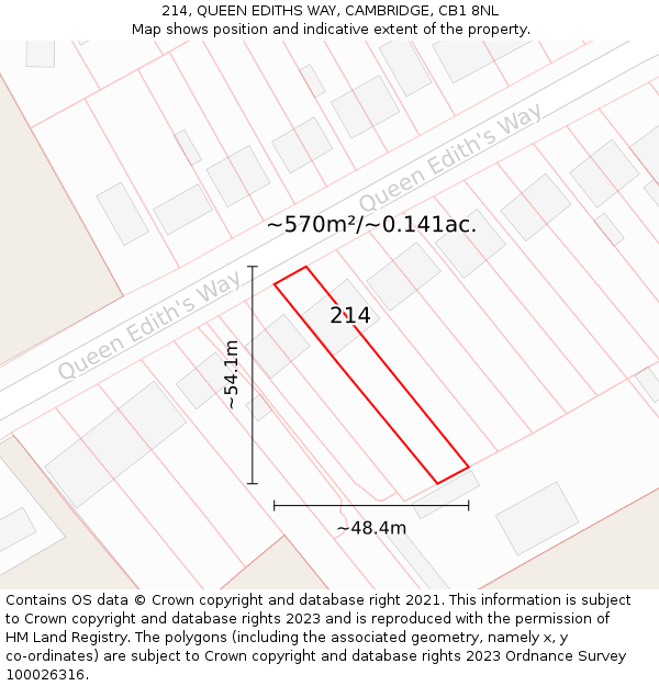 214, QUEEN EDITHS WAY, CAMBRIDGE, CB1 8NL: Plot and title map