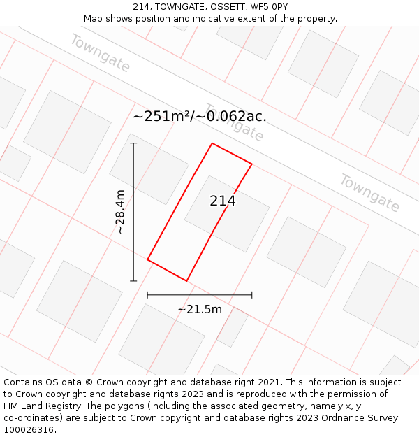 214, TOWNGATE, OSSETT, WF5 0PY: Plot and title map
