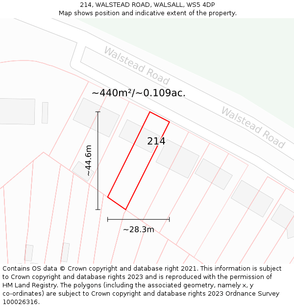 214, WALSTEAD ROAD, WALSALL, WS5 4DP: Plot and title map