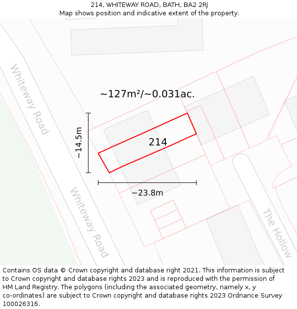 214, WHITEWAY ROAD, BATH, BA2 2RJ: Plot and title map