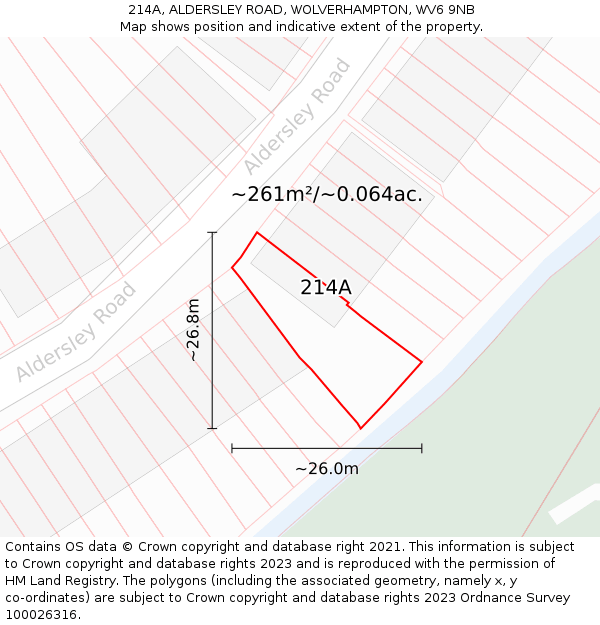 214A, ALDERSLEY ROAD, WOLVERHAMPTON, WV6 9NB: Plot and title map