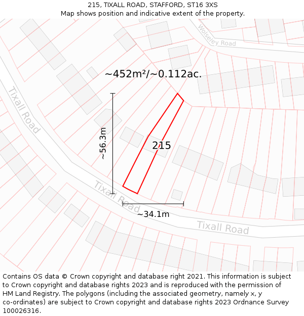 215, TIXALL ROAD, STAFFORD, ST16 3XS: Plot and title map