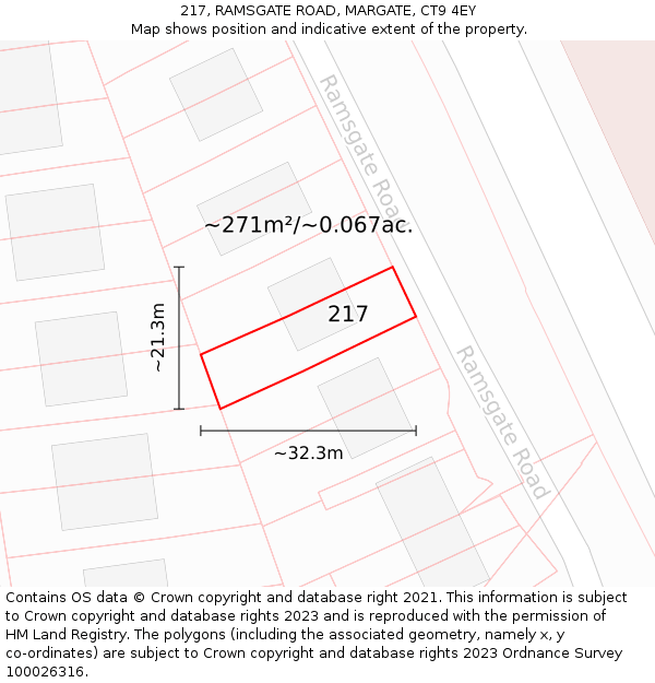 217, RAMSGATE ROAD, MARGATE, CT9 4EY: Plot and title map