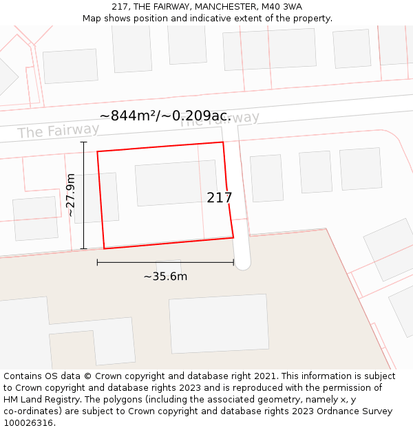 217, THE FAIRWAY, MANCHESTER, M40 3WA: Plot and title map
