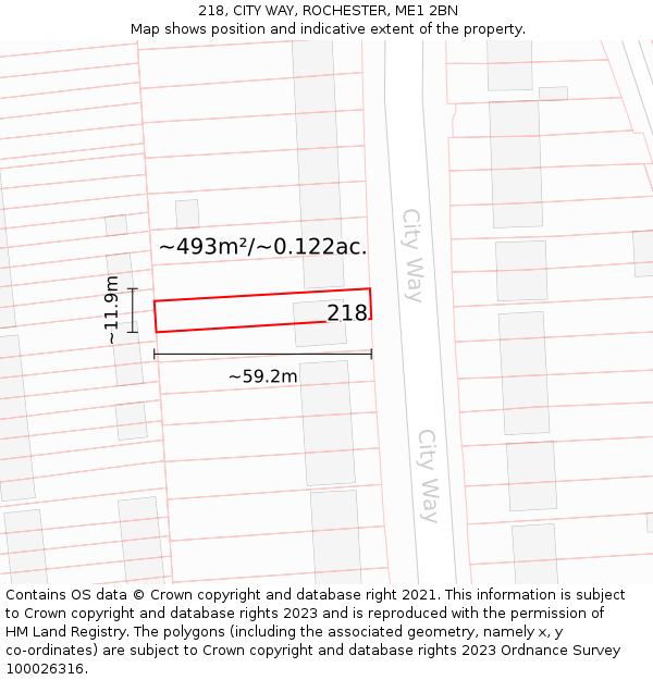 218, CITY WAY, ROCHESTER, ME1 2BN: Plot and title map