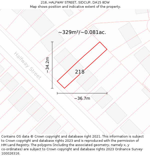 218, HALFWAY STREET, SIDCUP, DA15 8DW: Plot and title map