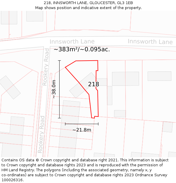 218, INNSWORTH LANE, GLOUCESTER, GL3 1EB: Plot and title map