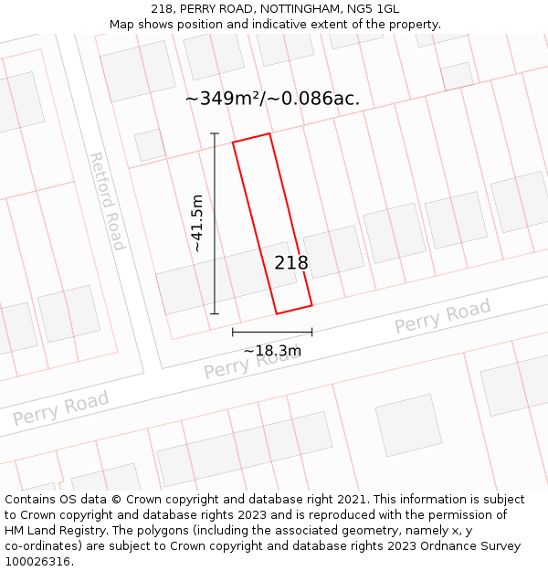 218, PERRY ROAD, NOTTINGHAM, NG5 1GL: Plot and title map