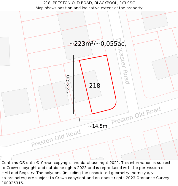 218, PRESTON OLD ROAD, BLACKPOOL, FY3 9SG: Plot and title map