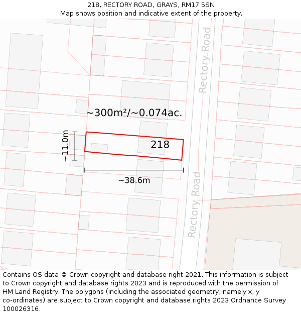 218, RECTORY ROAD, GRAYS, RM17 5SN: Plot and title map