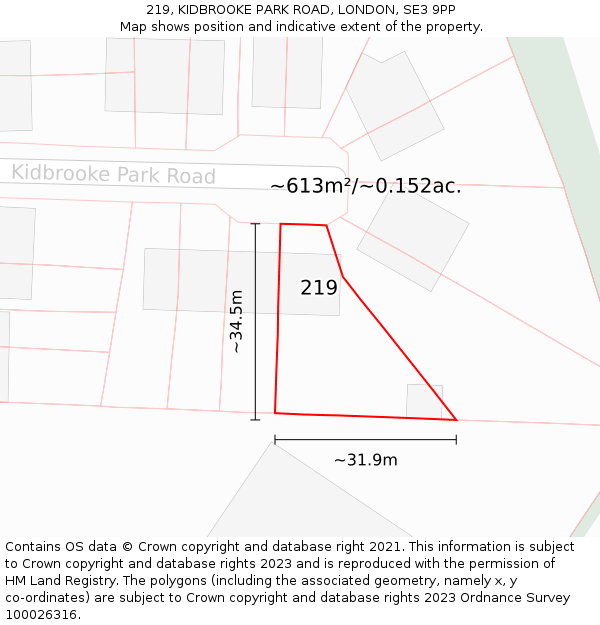 219, KIDBROOKE PARK ROAD, LONDON, SE3 9PP: Plot and title map
