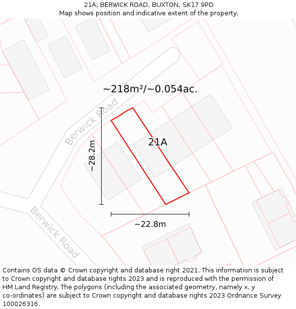 21A, BERWICK ROAD, BUXTON, SK17 9PD: Plot and title map