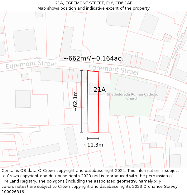 21A, EGREMONT STREET, ELY, CB6 1AE: Plot and title map