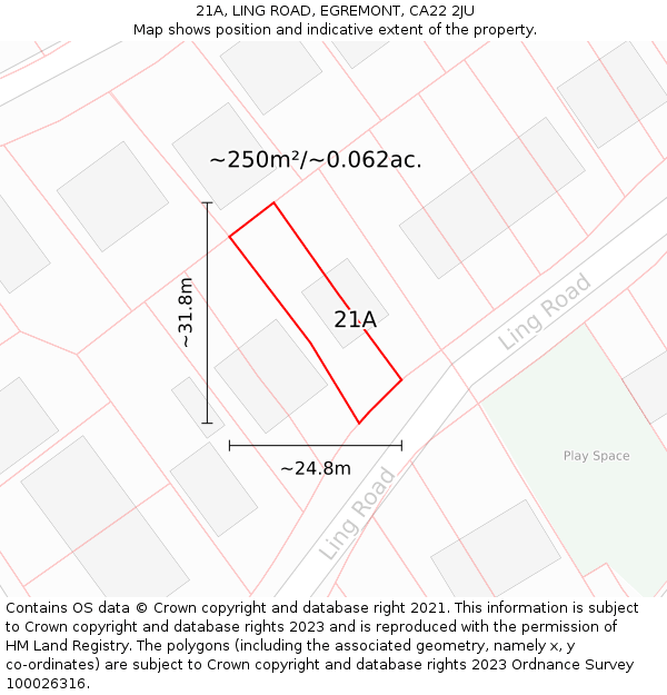 21A, LING ROAD, EGREMONT, CA22 2JU: Plot and title map