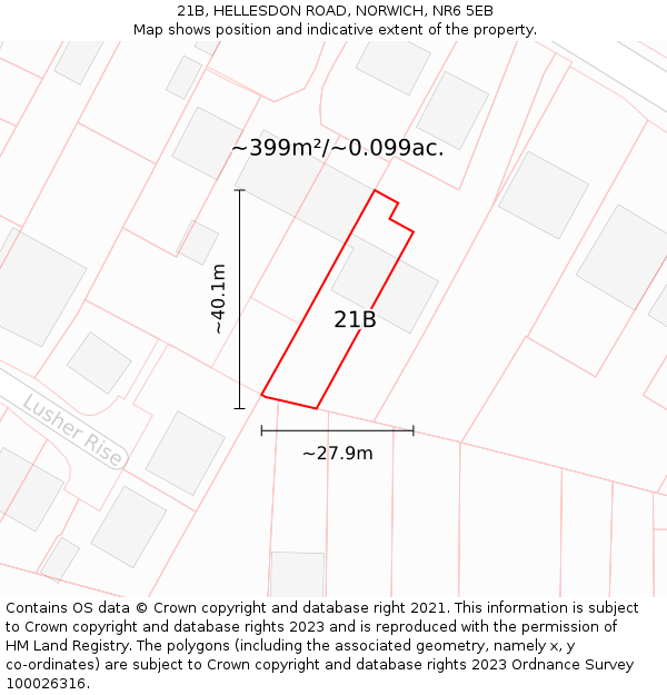 21B, HELLESDON ROAD, NORWICH, NR6 5EB: Plot and title map