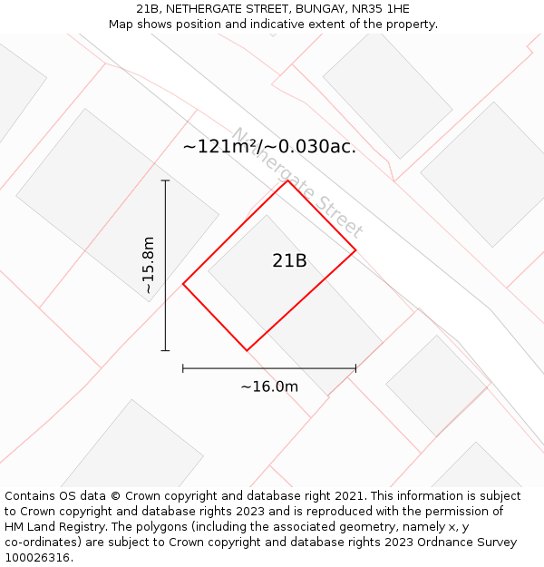 21B, NETHERGATE STREET, BUNGAY, NR35 1HE: Plot and title map