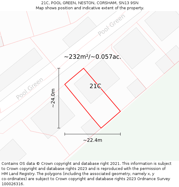 21C, POOL GREEN, NESTON, CORSHAM, SN13 9SN: Plot and title map
