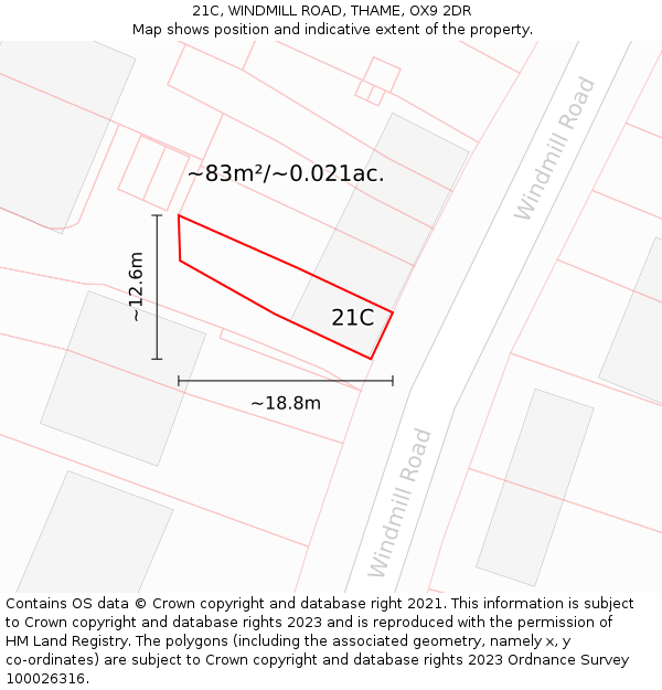 21C, WINDMILL ROAD, THAME, OX9 2DR: Plot and title map
