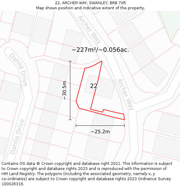 22, ARCHER WAY, SWANLEY, BR8 7XR: Plot and title map