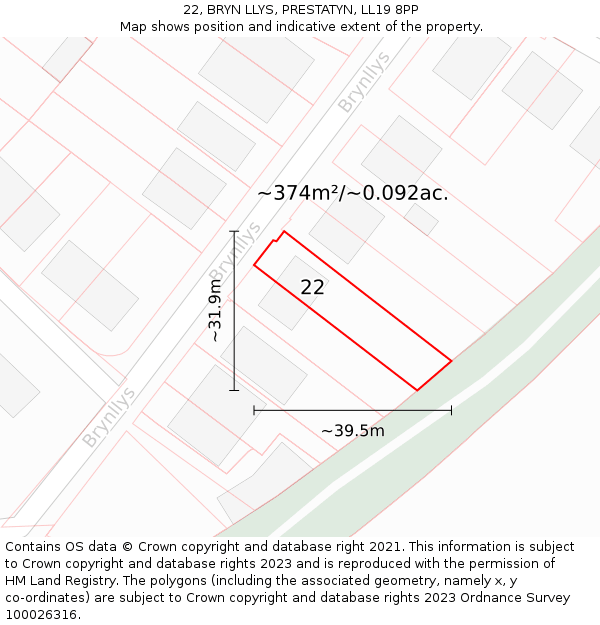 22, BRYN LLYS, PRESTATYN, LL19 8PP: Plot and title map