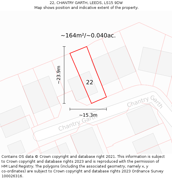 22, CHANTRY GARTH, LEEDS, LS15 9DW: Plot and title map