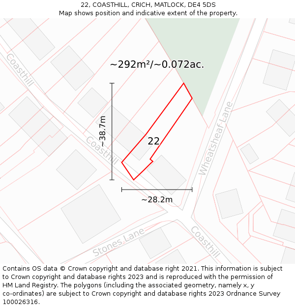 22, COASTHILL, CRICH, MATLOCK, DE4 5DS: Plot and title map