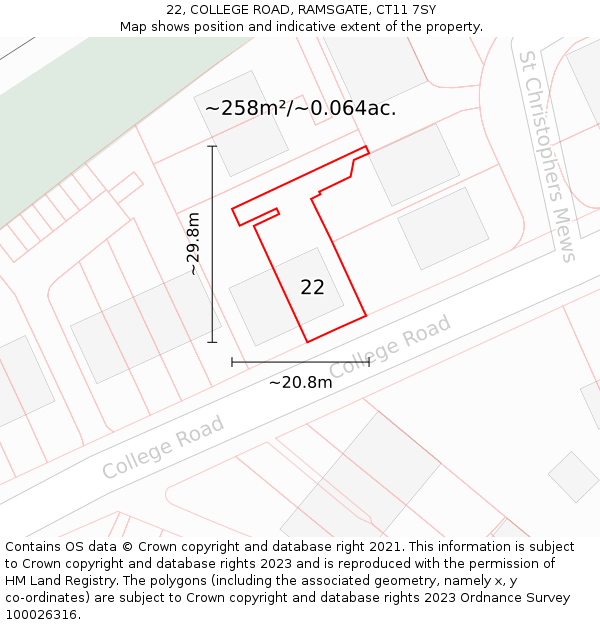 22, COLLEGE ROAD, RAMSGATE, CT11 7SY: Plot and title map