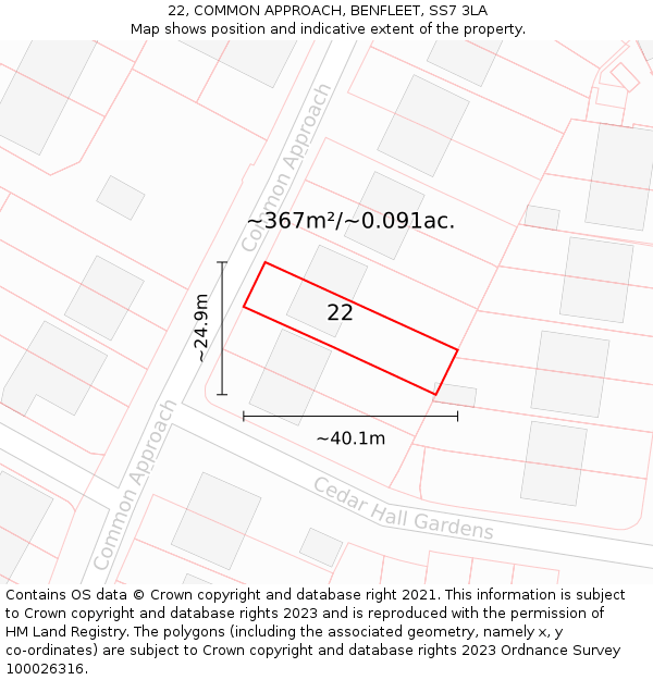 22, COMMON APPROACH, BENFLEET, SS7 3LA: Plot and title map