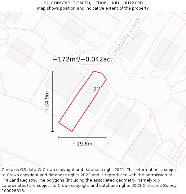 22, CONSTABLE GARTH, HEDON, HULL, HU12 8PD: Plot and title map