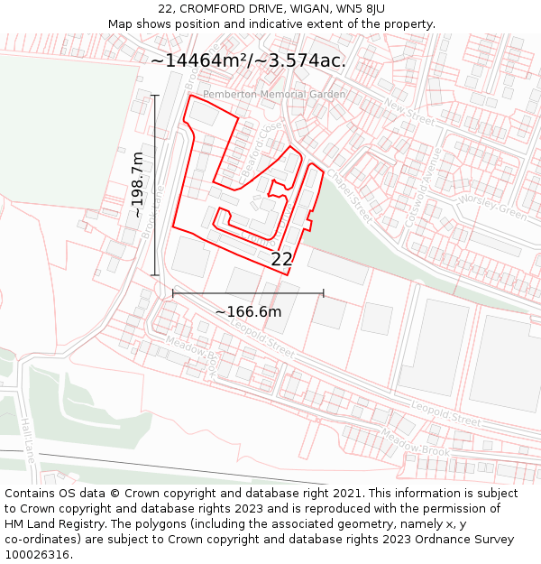 22, CROMFORD DRIVE, WIGAN, WN5 8JU: Plot and title map