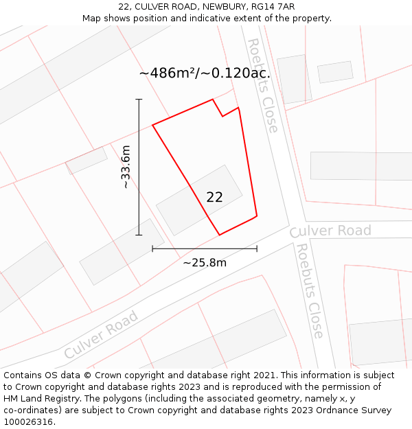 22, CULVER ROAD, NEWBURY, RG14 7AR: Plot and title map