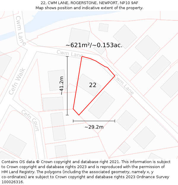 22, CWM LANE, ROGERSTONE, NEWPORT, NP10 9AF: Plot and title map