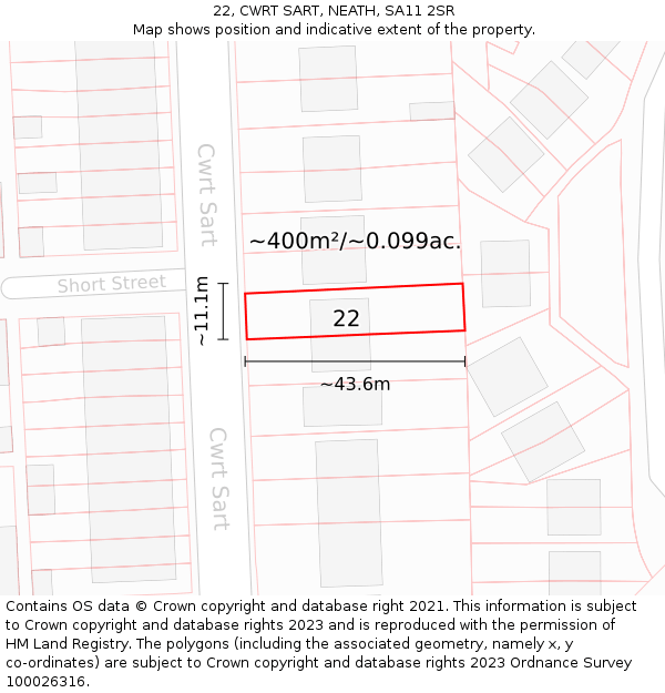 22, CWRT SART, NEATH, SA11 2SR: Plot and title map