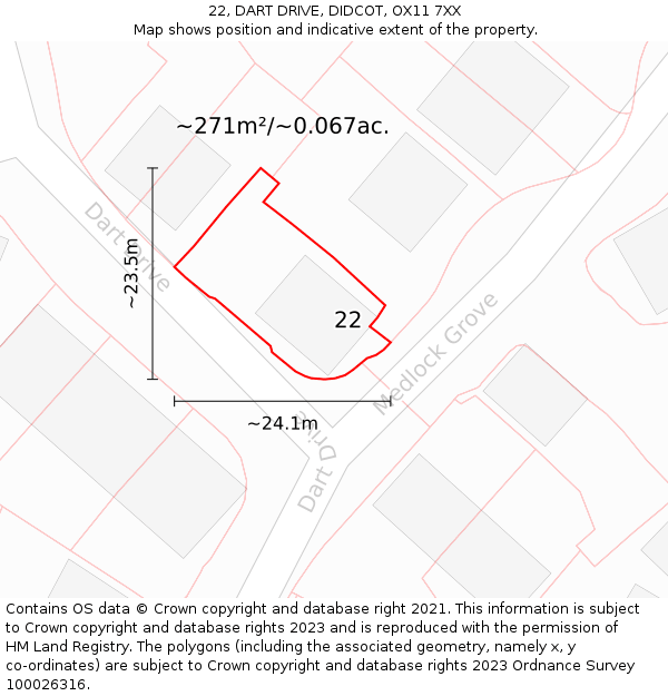 22, DART DRIVE, DIDCOT, OX11 7XX: Plot and title map