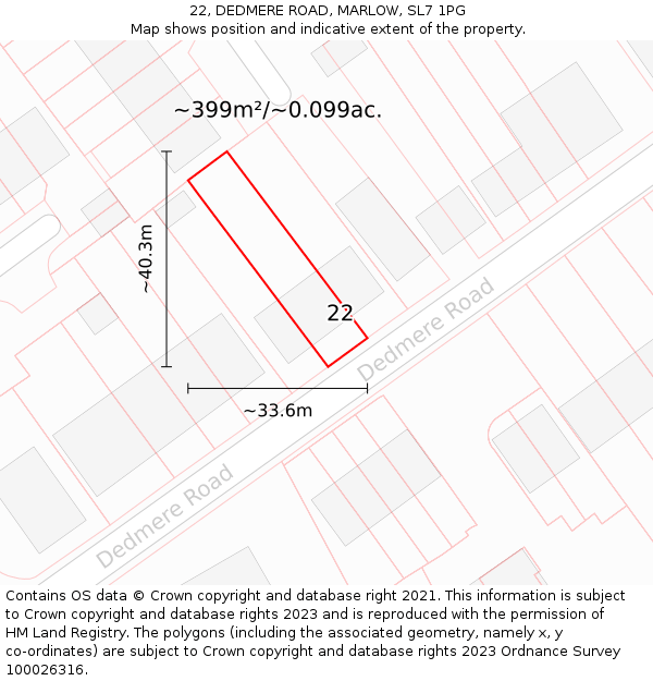 22, DEDMERE ROAD, MARLOW, SL7 1PG: Plot and title map