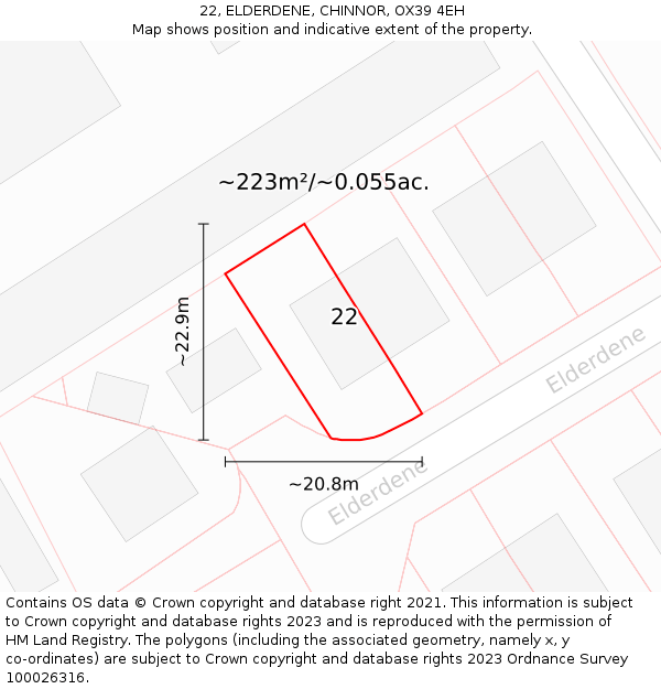 22, ELDERDENE, CHINNOR, OX39 4EH: Plot and title map
