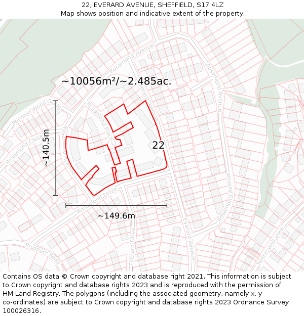 22, EVERARD AVENUE, SHEFFIELD, S17 4LZ: Plot and title map
