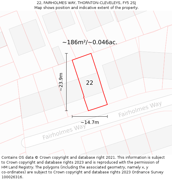 22, FAIRHOLMES WAY, THORNTON-CLEVELEYS, FY5 2SJ: Plot and title map