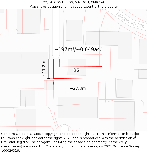 22, FALCON FIELDS, MALDON, CM9 6YA: Plot and title map