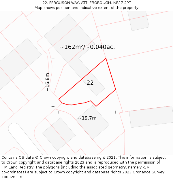 22, FERGUSON WAY, ATTLEBOROUGH, NR17 2PT: Plot and title map