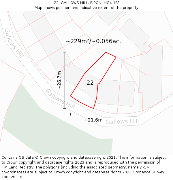22, GALLOWS HILL, RIPON, HG4 1RF: Plot and title map