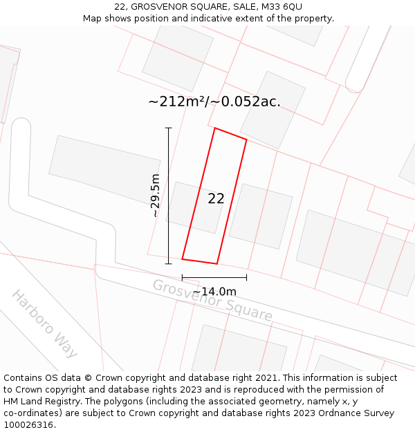 22, GROSVENOR SQUARE, SALE, M33 6QU: Plot and title map