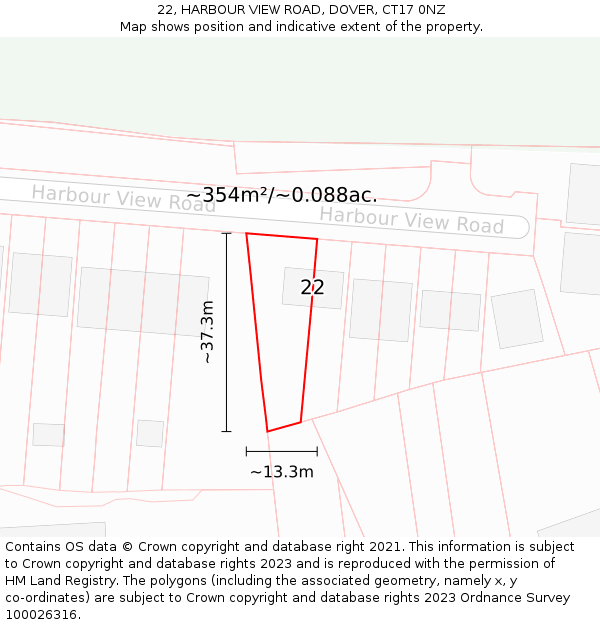 22, HARBOUR VIEW ROAD, DOVER, CT17 0NZ: Plot and title map