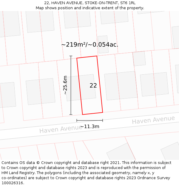 22, HAVEN AVENUE, STOKE-ON-TRENT, ST6 1RL: Plot and title map