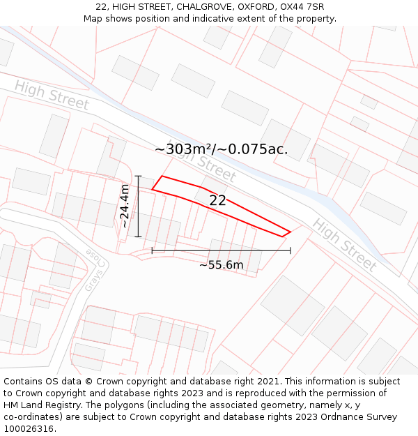 22, HIGH STREET, CHALGROVE, OXFORD, OX44 7SR: Plot and title map