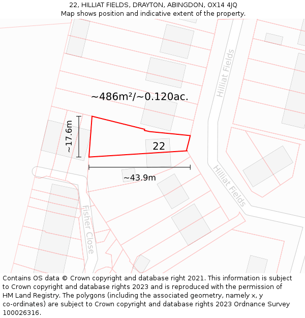 22, HILLIAT FIELDS, DRAYTON, ABINGDON, OX14 4JQ: Plot and title map